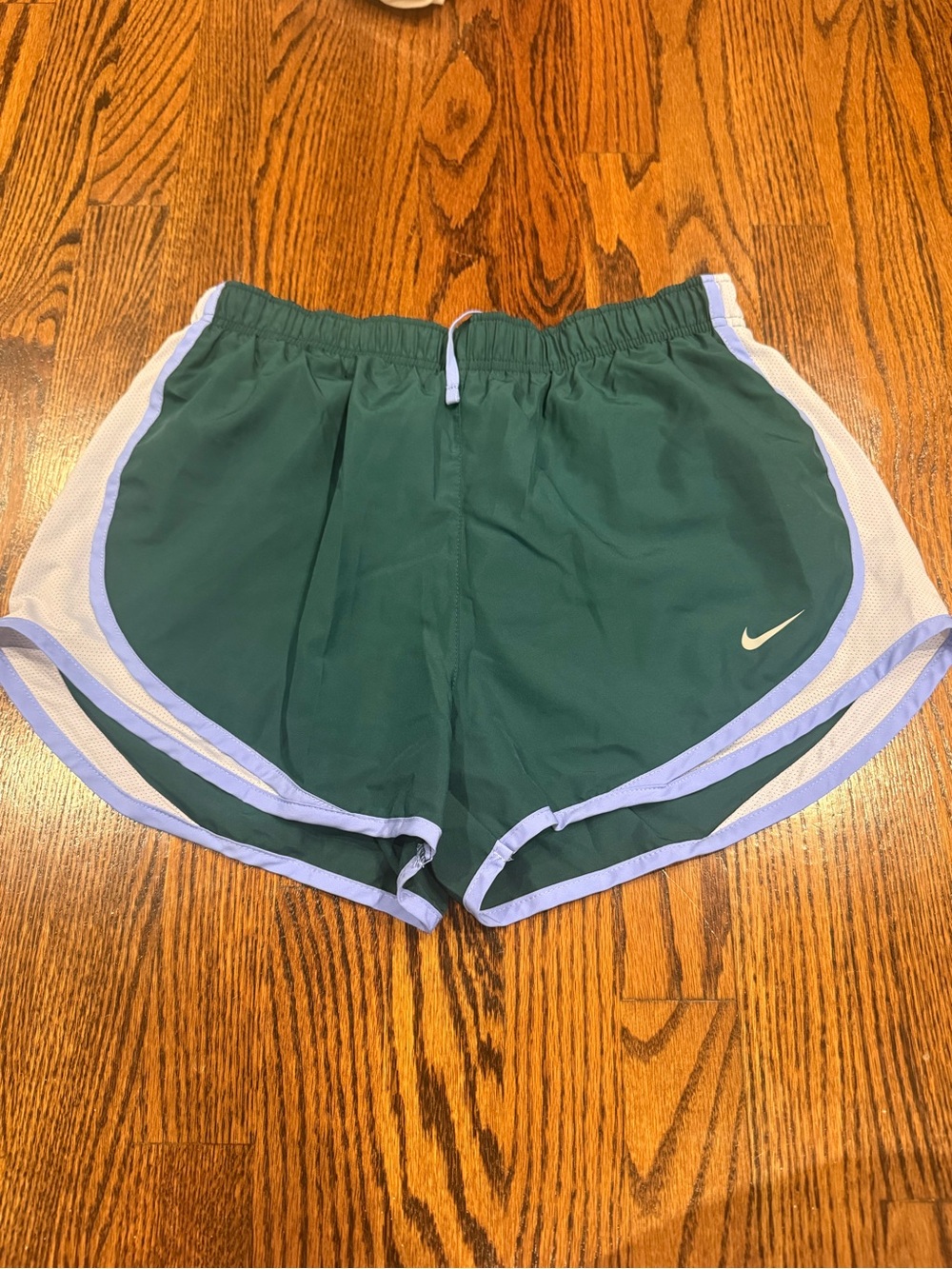 Nike Women’s Forest Green Athletic Shorts with Lavender Trim